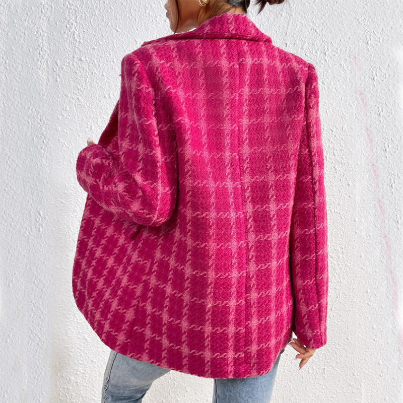 European And American Elegant Plaid Coat Mid-length