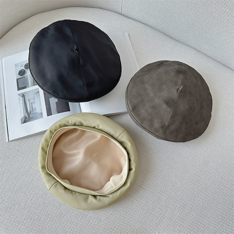 PU Beret Women's Fashion Leather Hat
