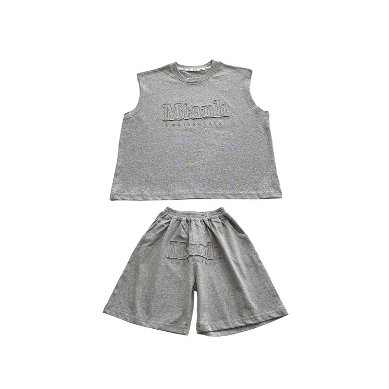 Children's Summer Clothing Boys Sleeveless Vest Outer Wear Shorts Two-piece Set