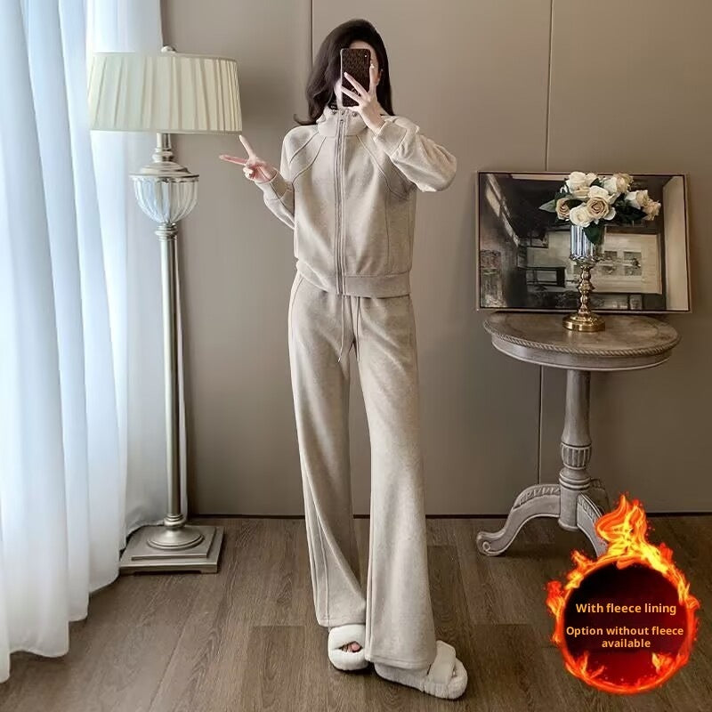 Casual Velvet Sport Suit Western Style Slimming