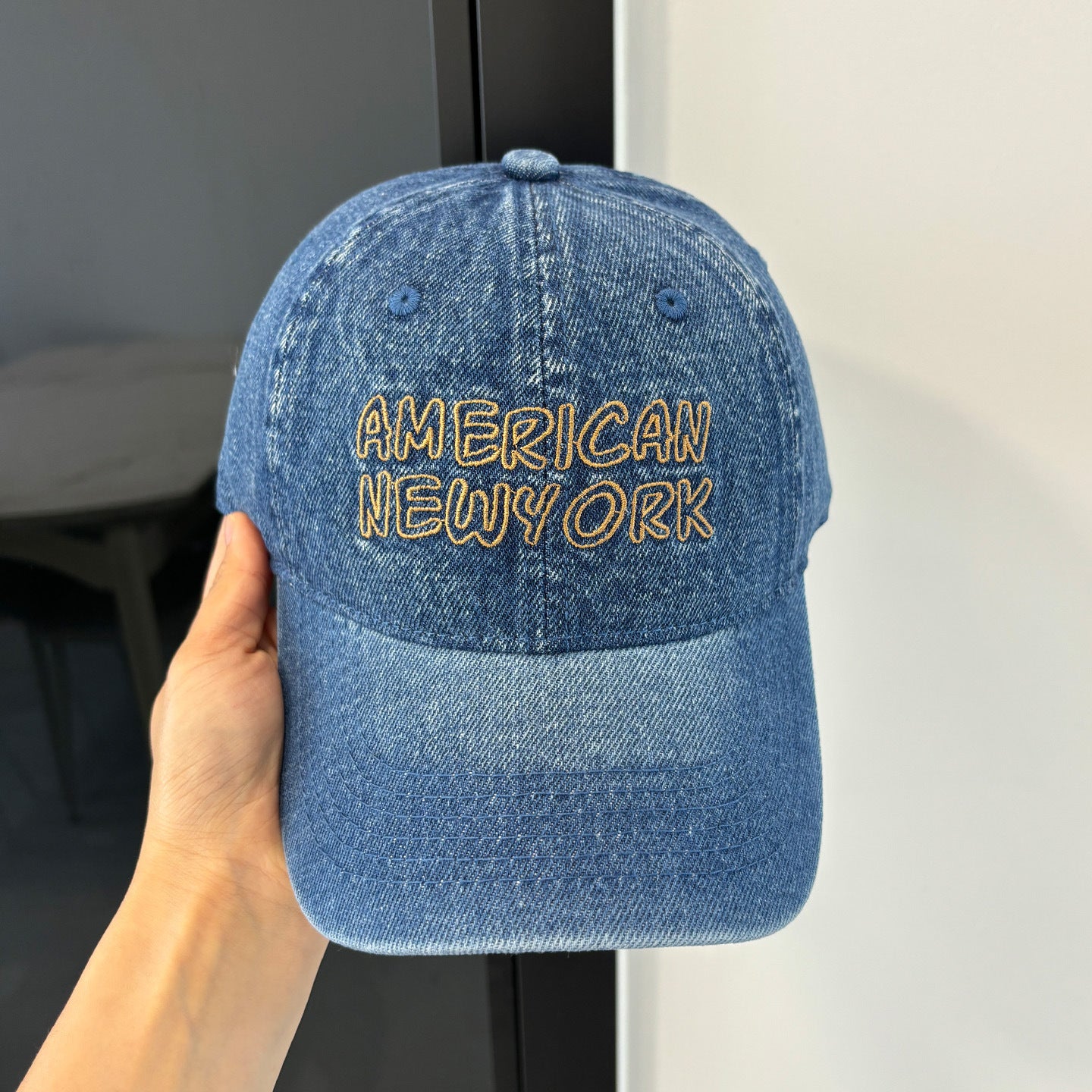American Retro Washed Denim Peaked Cap Female Korean Style