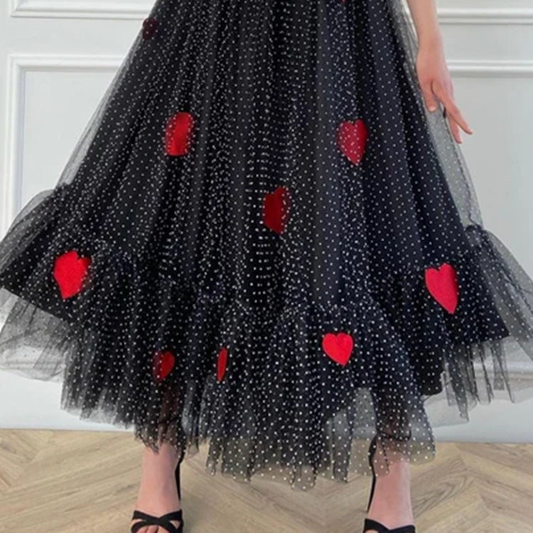 Sling Dress French Swing Skirt Long Skirt Mesh Love