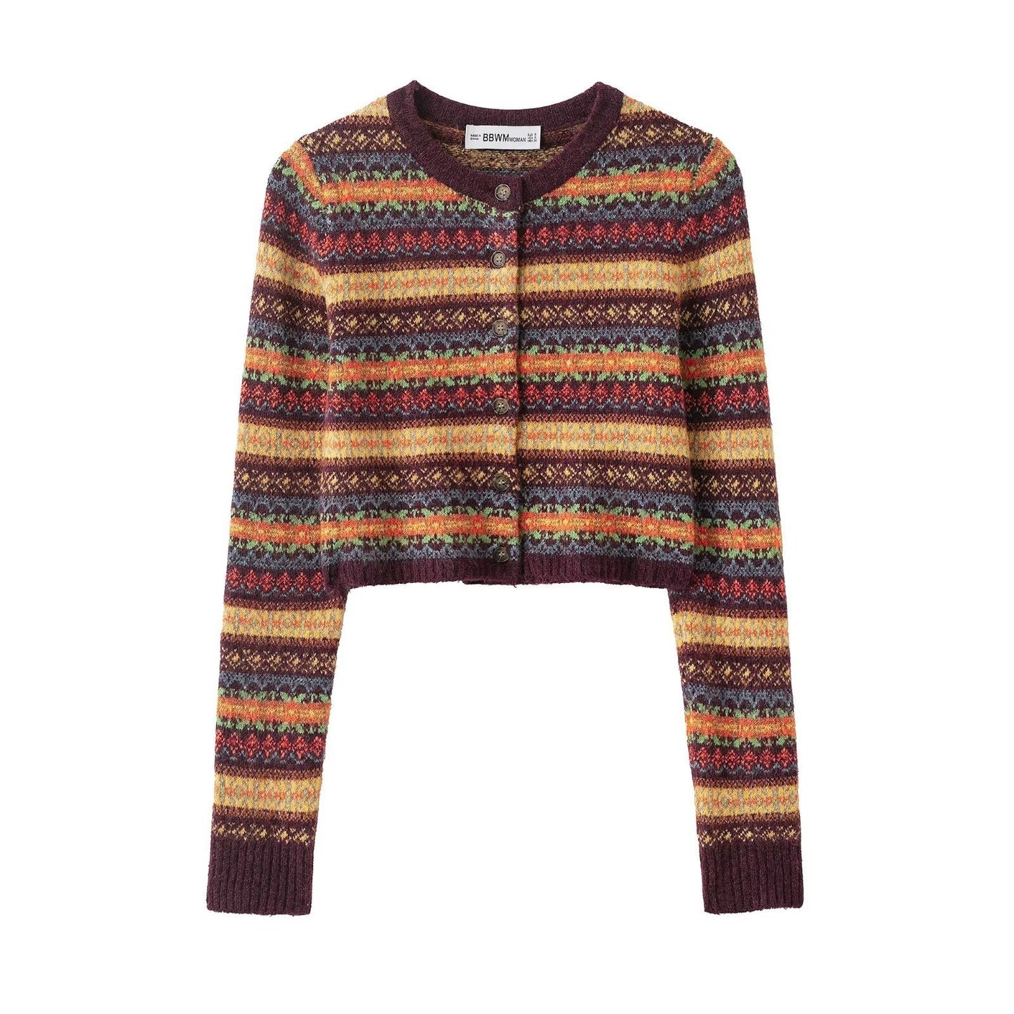 Women's Fashion Jacquard Knit Cardigan Short Coat