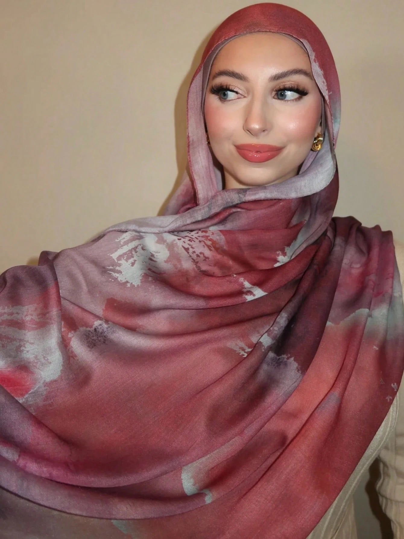 Watercolor Series Satin Polyester Ethnic Shawl