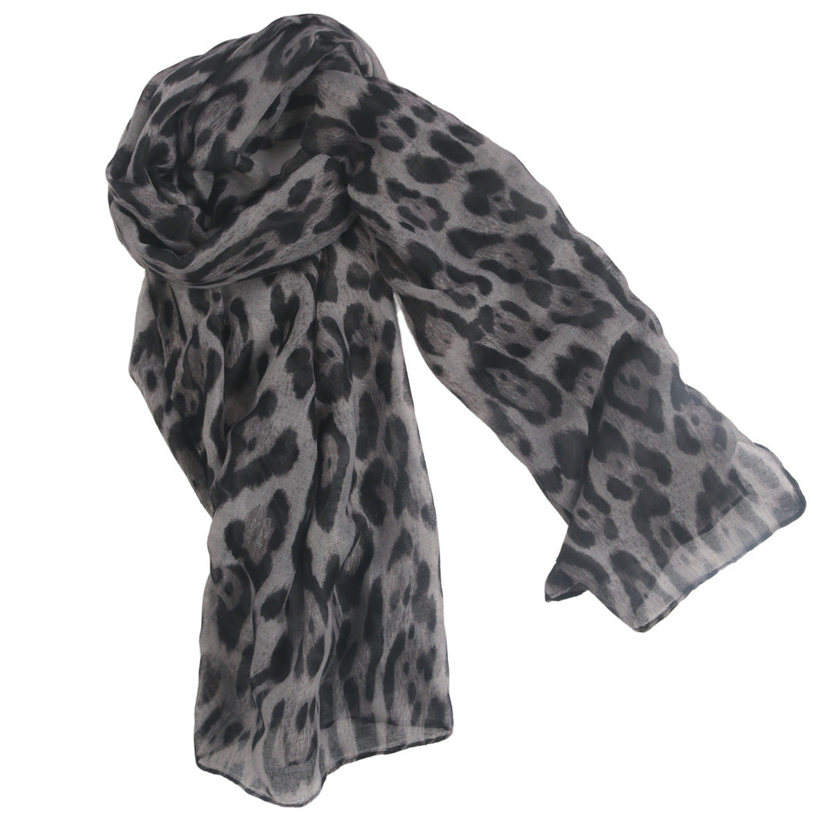 Printed Classic Leopard Pattern Flat Women's Toe Cap Scarf Silk Scarf
