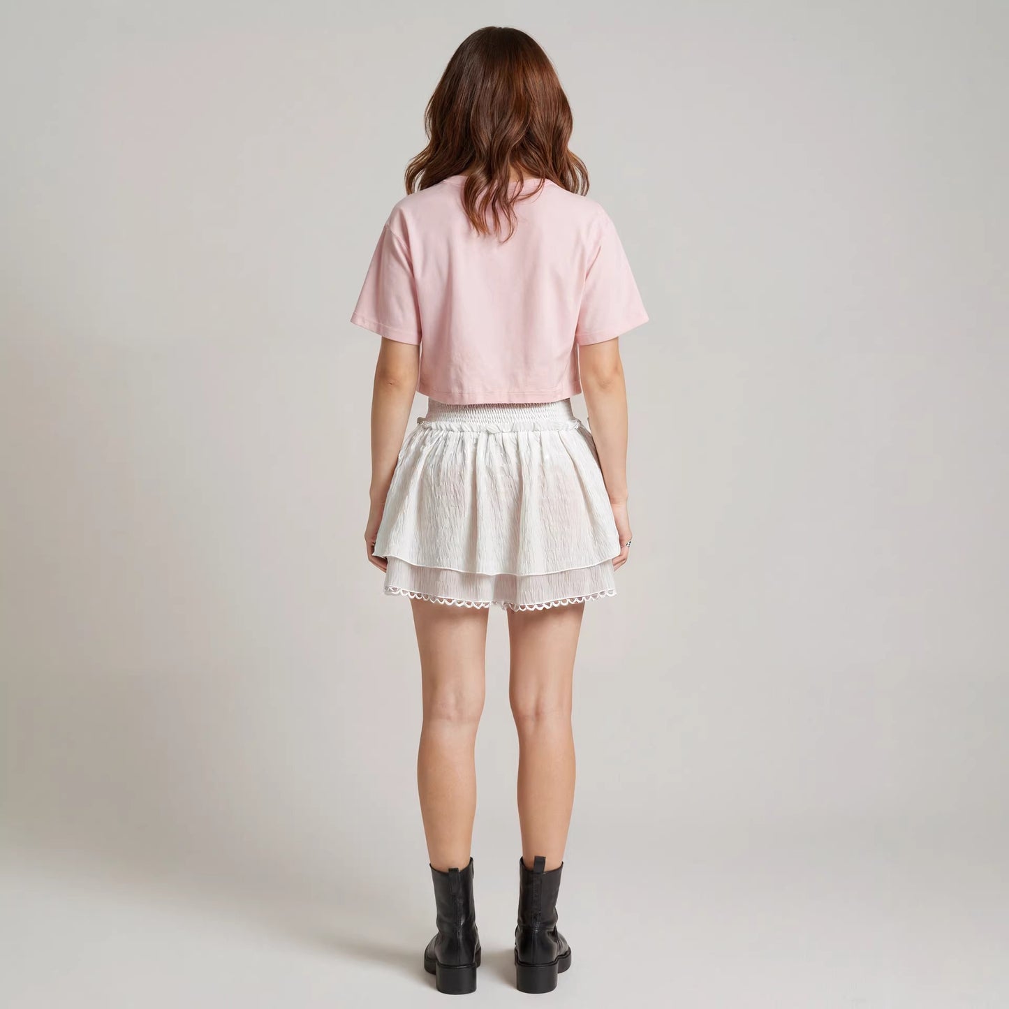 Fashionable Minimalist Design Lace Trimmed Womens Skirt