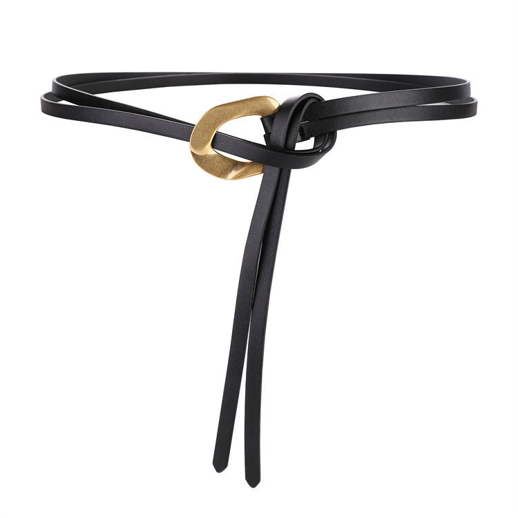 Fashionable And Novel Women's Knot Buckle Thin Belt