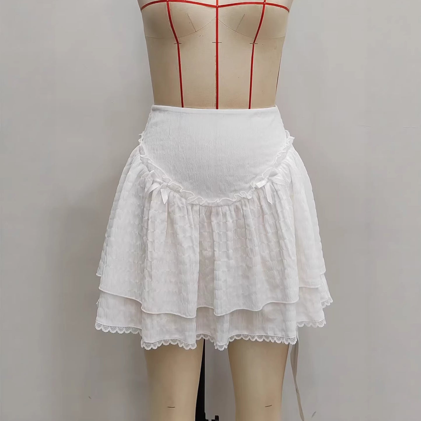 Fashionable Minimalist Design Lace Trimmed Womens Skirt