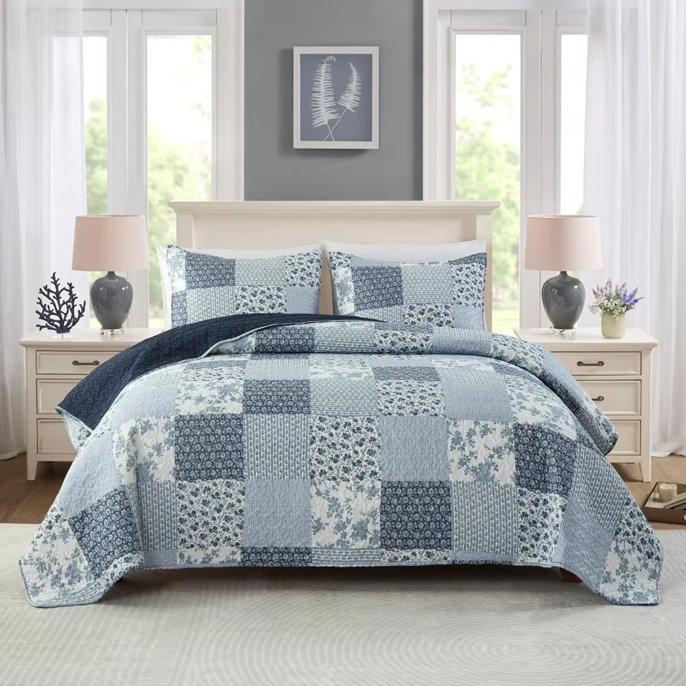 Water Washable Quilt Pure Cotton Bed Cover Brushed Three-piece Set