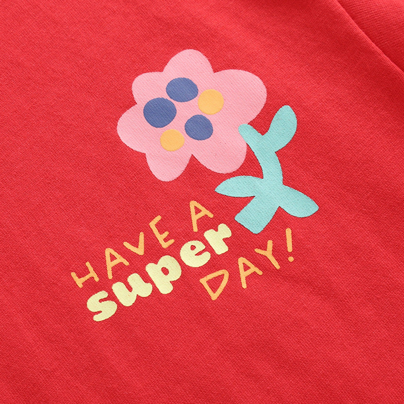 Girls' Crew-Neck T-Shirt And Casual Denim Pants For Little Kids