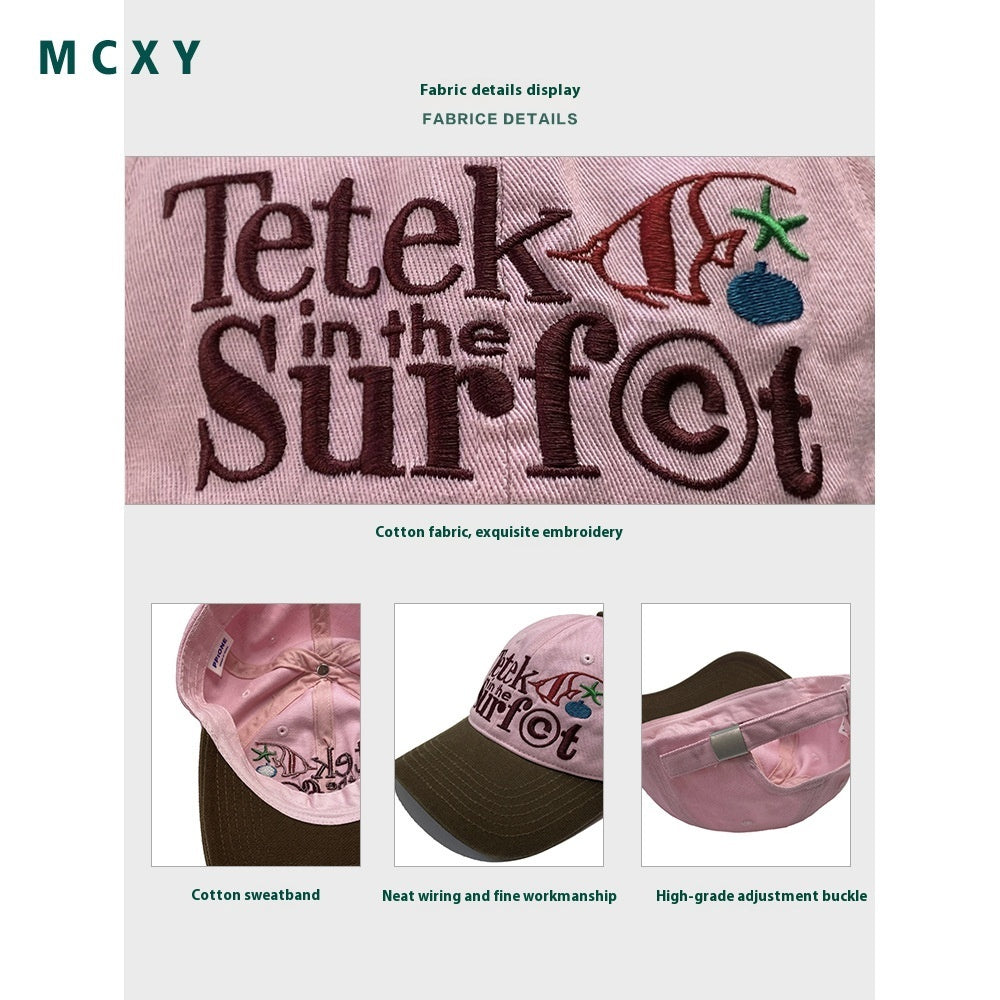 Retro Contrast Color Peaked Cap Men And Women Small Fish Starfish