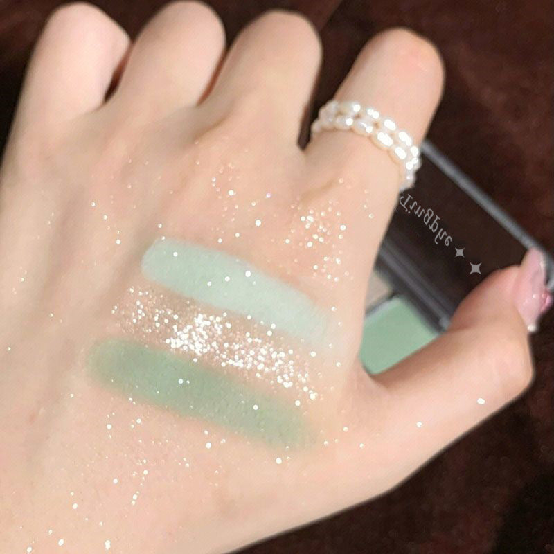 Tri-color Green Eyeshadow Matte Pearly And Fine Shimmer