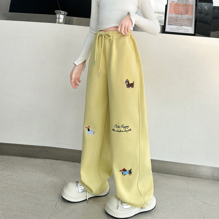 Embroidered Western Style Casual Wide-leg Pants