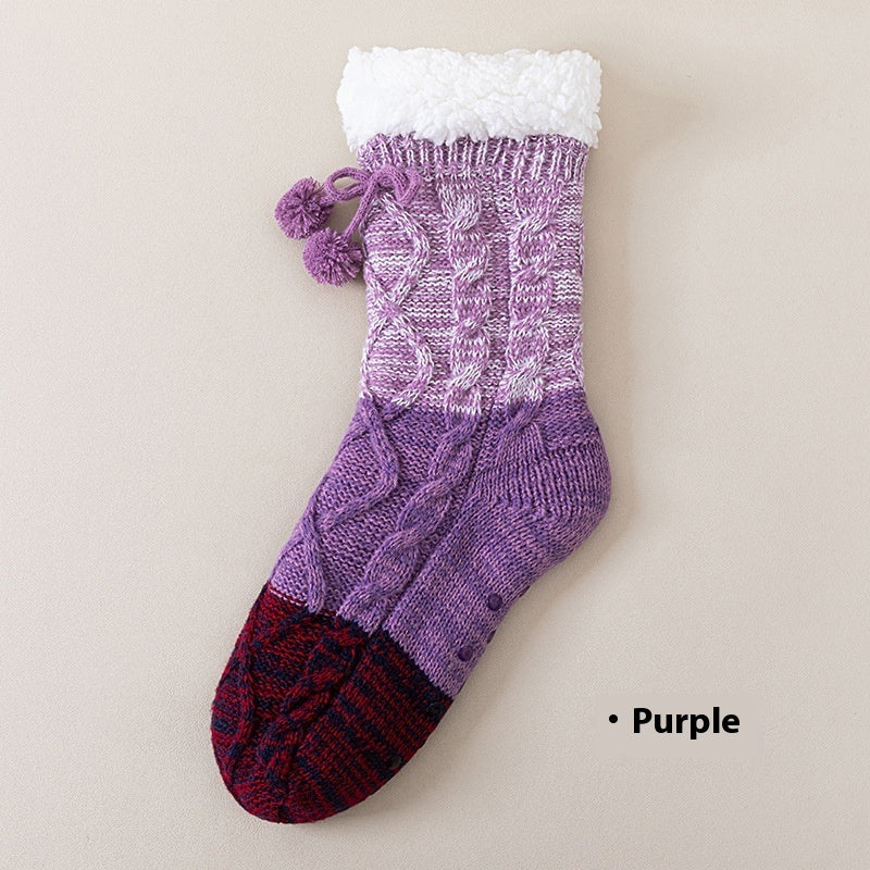 Lambswool Thickened Warm Mid-calf Length Socks Non-slip Floor Socks