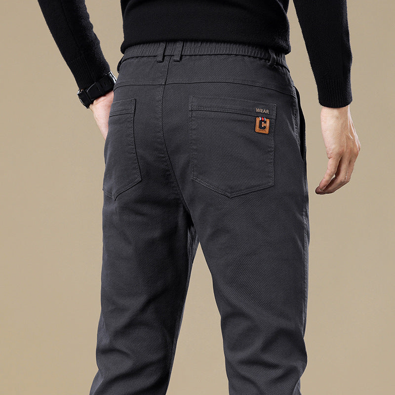 Men's Fleece-lined Slim Fit Tapered Casual Pants