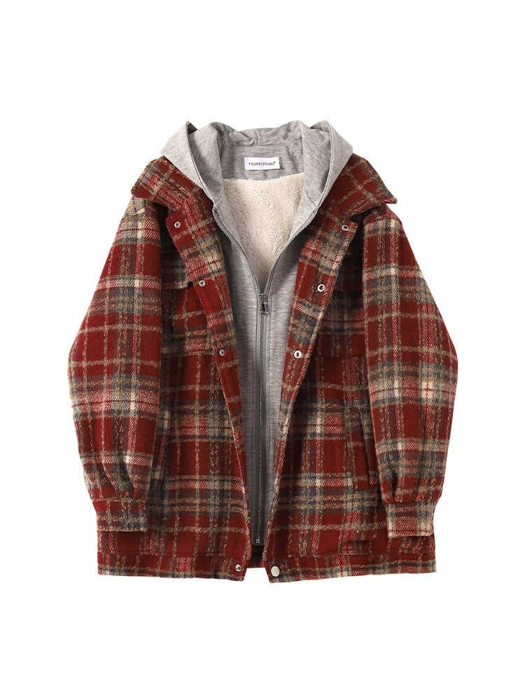 Winter Thick Loose Casual Design Hooded Top Woolen Coat