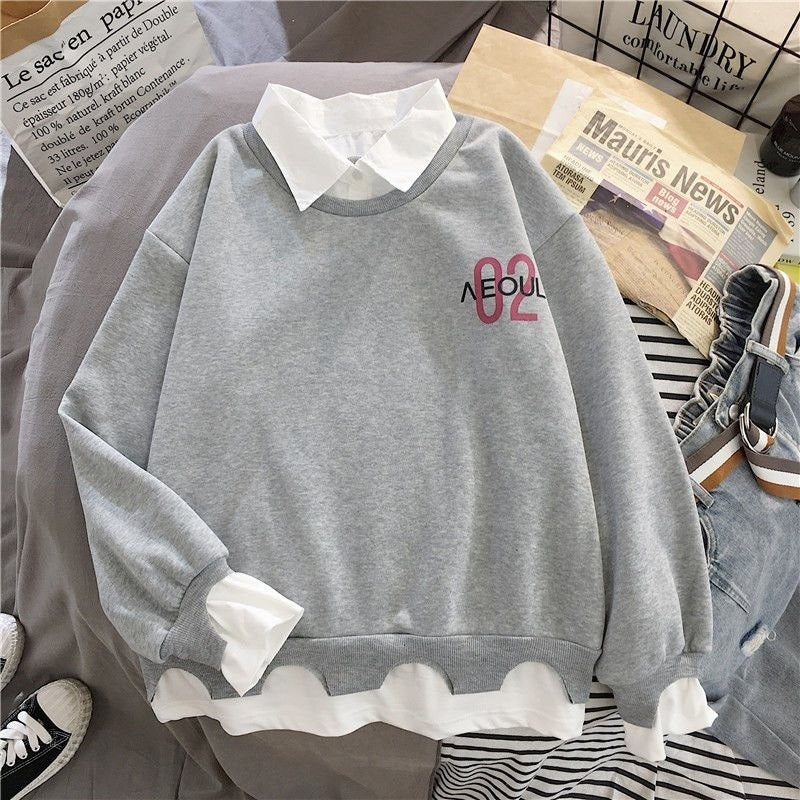 Lazy Style Fake Two Thin Spring And Autumn New Patchwork Sweater