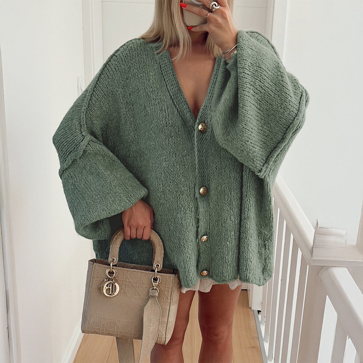 Casual Vacation Button Long Sleeve Shirt Sweater Women's Clothing