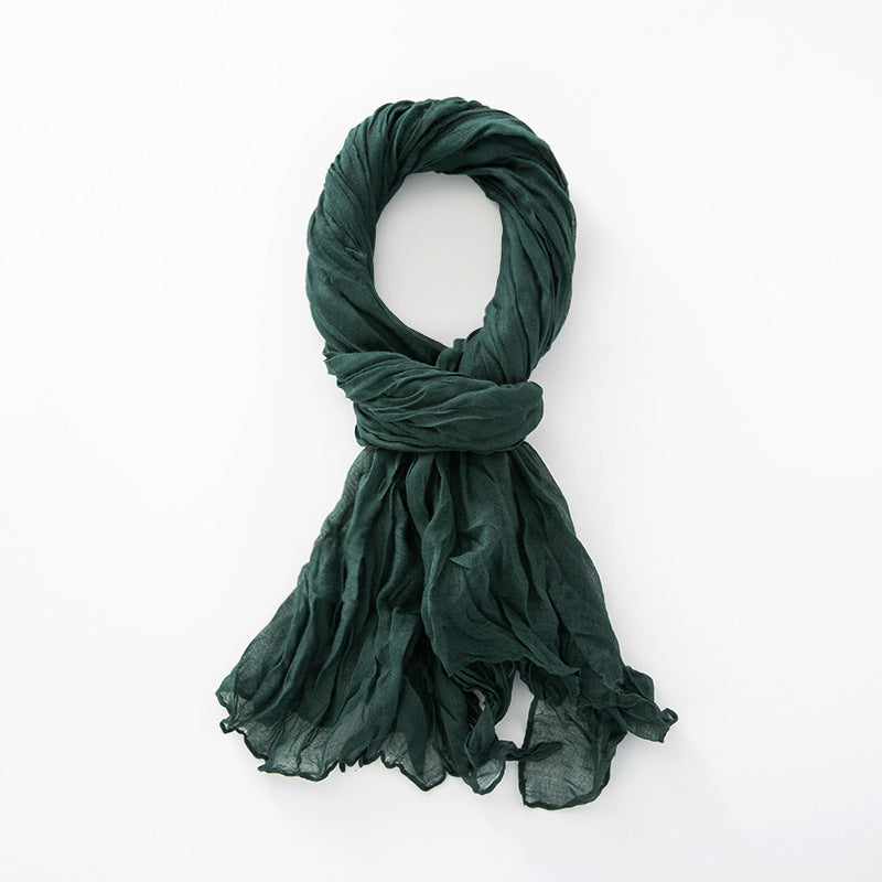 Women's Natural Wrinkle Pure Linen Scarf Shawl