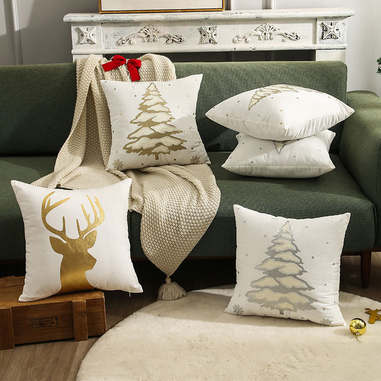 Embroidered Bronzing Christmas Tree Pillowcase