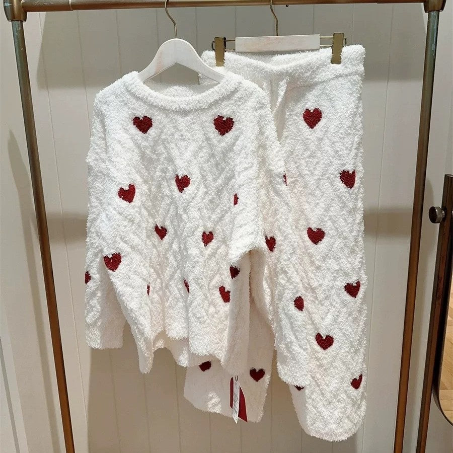 Loose Heart-shaped Red Soft Ladies' Homewear Pajamas Suit