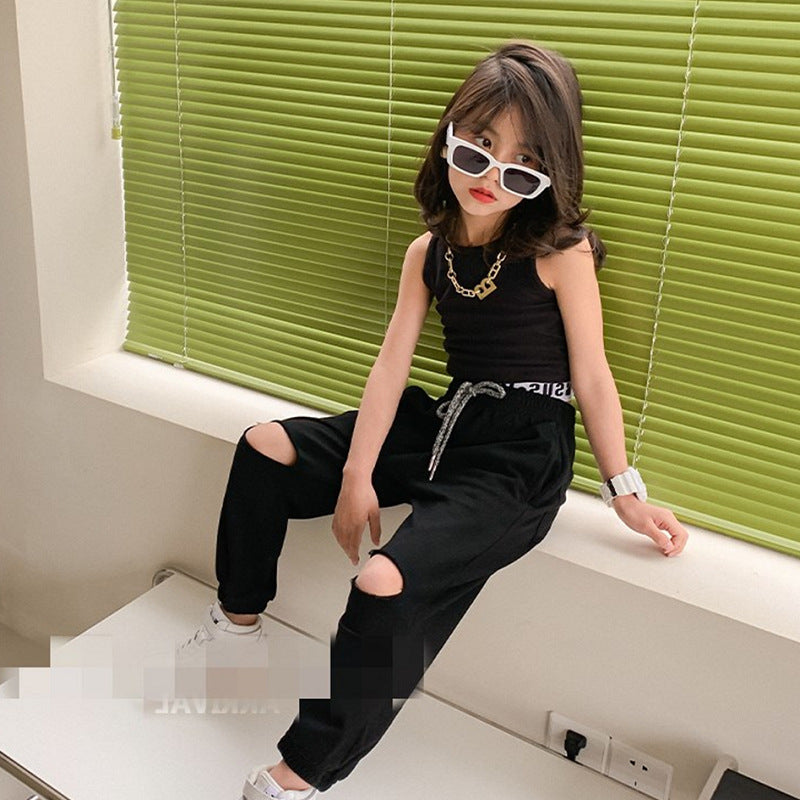 Summer Short Sleeve Suit Girls' Korean Style Trendy Child Clothing