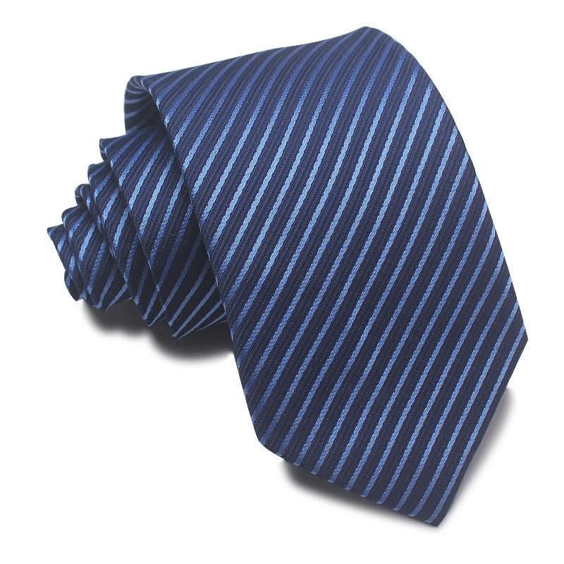 8CM Polyester Jacquard Striped Tie Men's Business Formal Red Black Blue - Eshtree