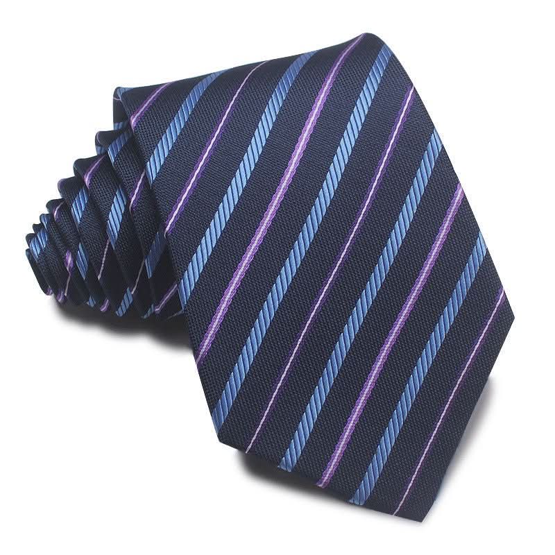 8CM Polyester Jacquard Striped Tie Men's Business Formal Red Black Blue - Eshtree