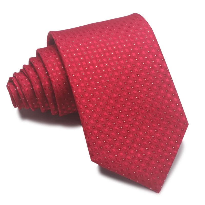 8CM Polyester Jacquard Striped Tie Men's Business Formal Red Black Blue - Eshtree