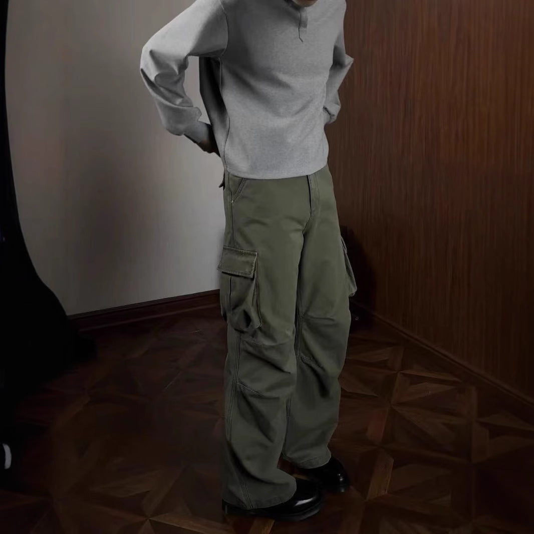 Straight-leg Relaxed-fit Washed-pocket Work Pants