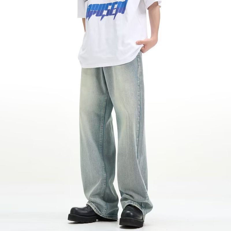 Retro Trousers Loose Casual Blue