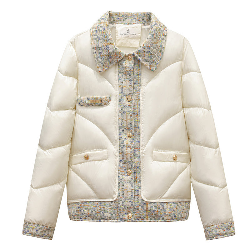 Stitching Cold Protective Clothing Western Style Slimming Warm Short Coat