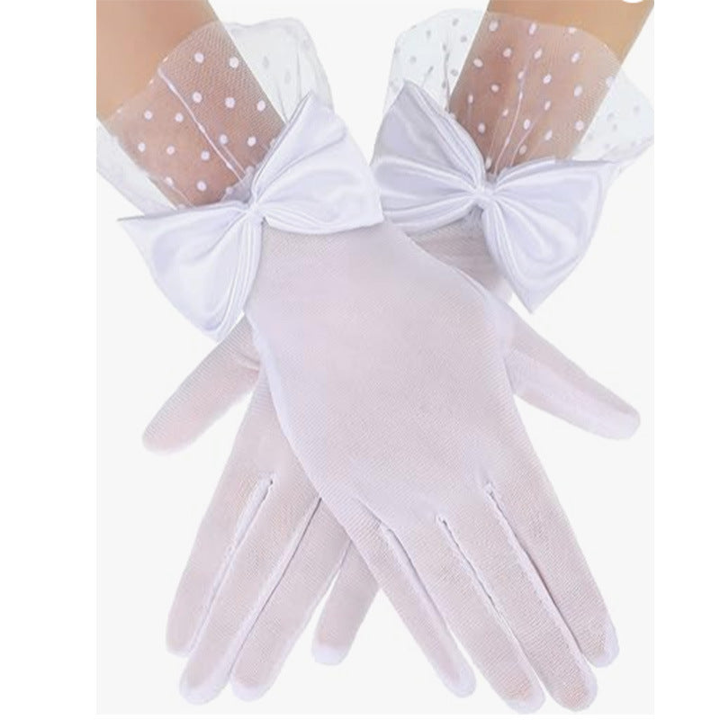 Vintage Mesh Gloves Bridal Wedding Bow Gloves