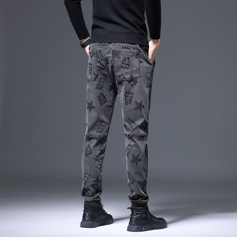 Mens Casual Slim-fit Straight-leg Trousers