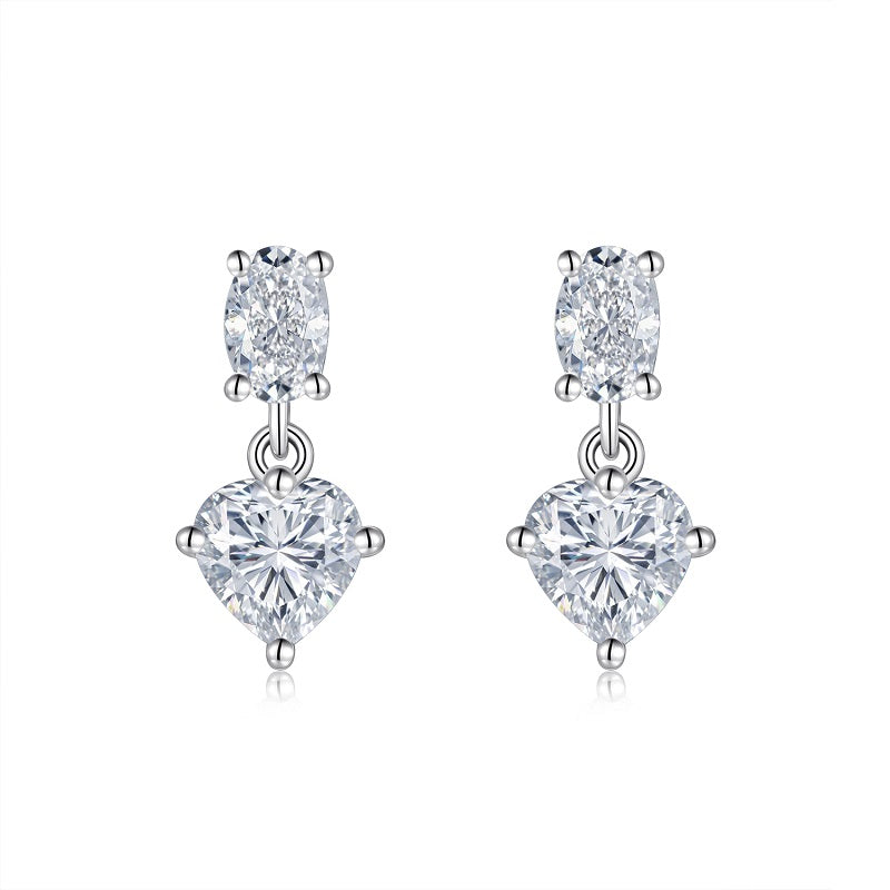 Top-quality Moissanite Luxury And Fashionable Light Luxury Jewelry Silver Stud Earrings S925 Silver Plated Platinum