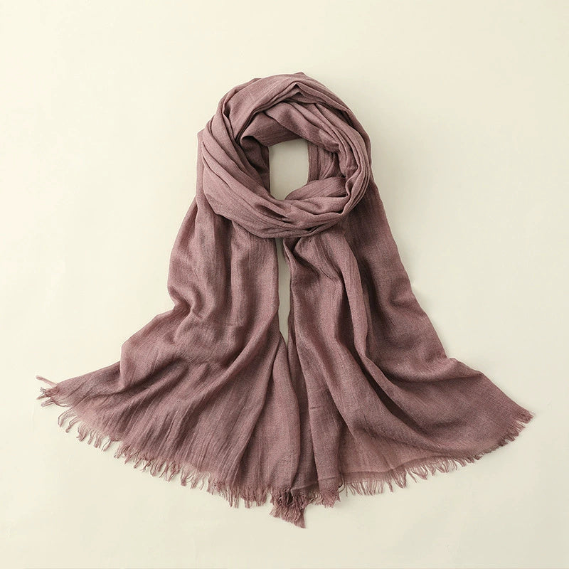 Artistic Sunscreen Solid Color Cotton And Linen Scarf
