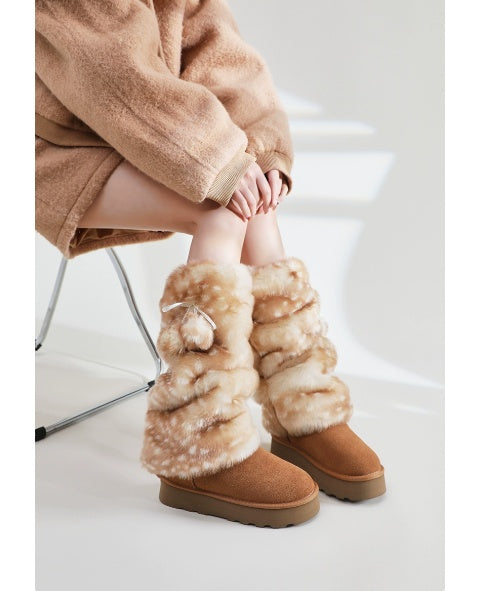 Women's Subculture Fur Bunching Socks Jk Fur Ball