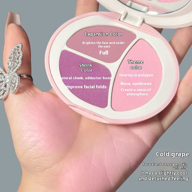 Mood Tricolor Blusher Plate Plain Face Repair Brightening Matte Rouge