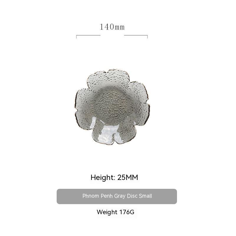 Japanese Style Hammer Pattern Petal Glass Bowl Plate Set