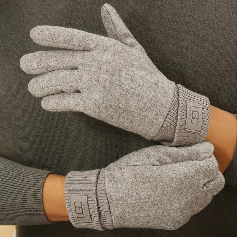Cashmere-like Women's Winter Warm Gloves Fleece-lined Thickened Outdoor Riding Touch Screen