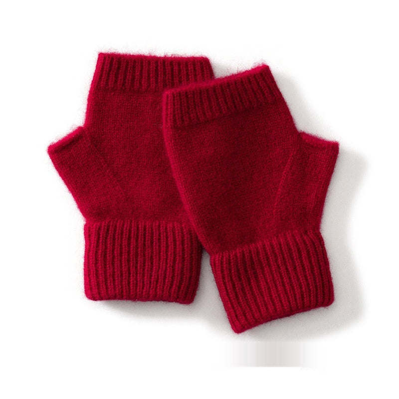 Australia Wool Warm Knitted Flat Flower Fingerless Cashmere Gloves
