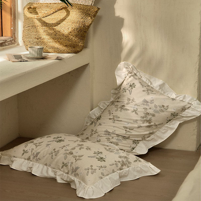 Cotton And Linen Yarn-dyed Printing Single Double Bed Sheets Washed Four-piece Set