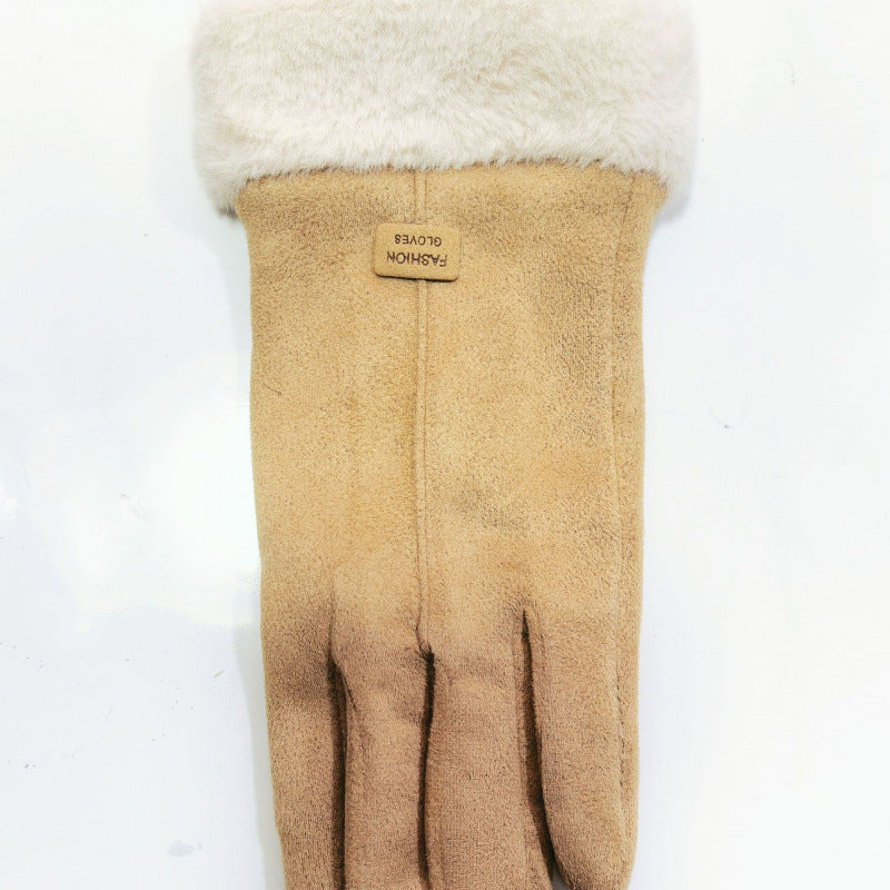 Women's Suede Thermal Gloves Korean Style Windproof