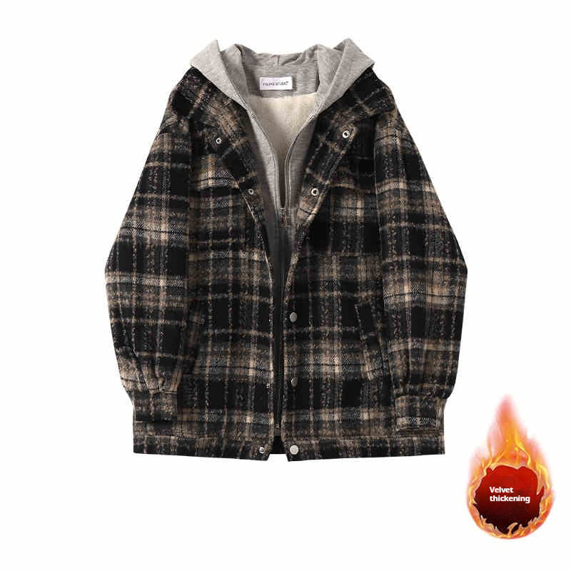 Winter Thick Loose Casual Design Hooded Top Woolen Coat