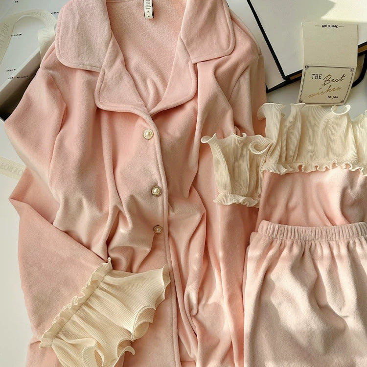 Womens Thickened French Princess Style Pajamas For Fall And Winter