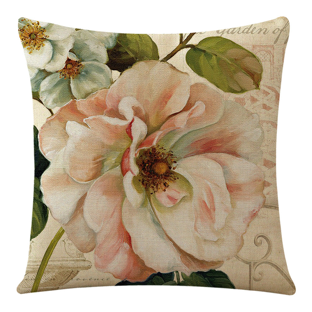 Flowers And Plants Flax Pillow Cover Ocean Series