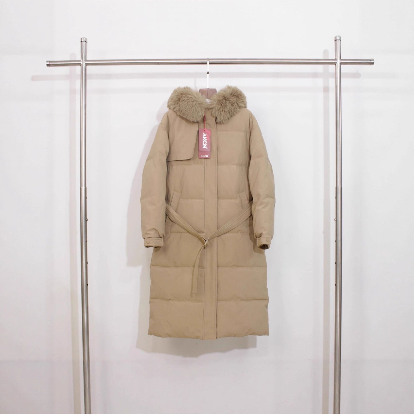 Over The Knee Hood Fur Collar Thickened Warm Cotton Coat