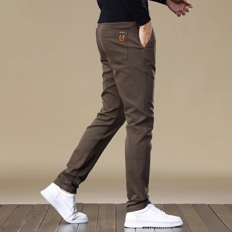 Men's Fleece-lined Slim Fit Tapered Casual Pants