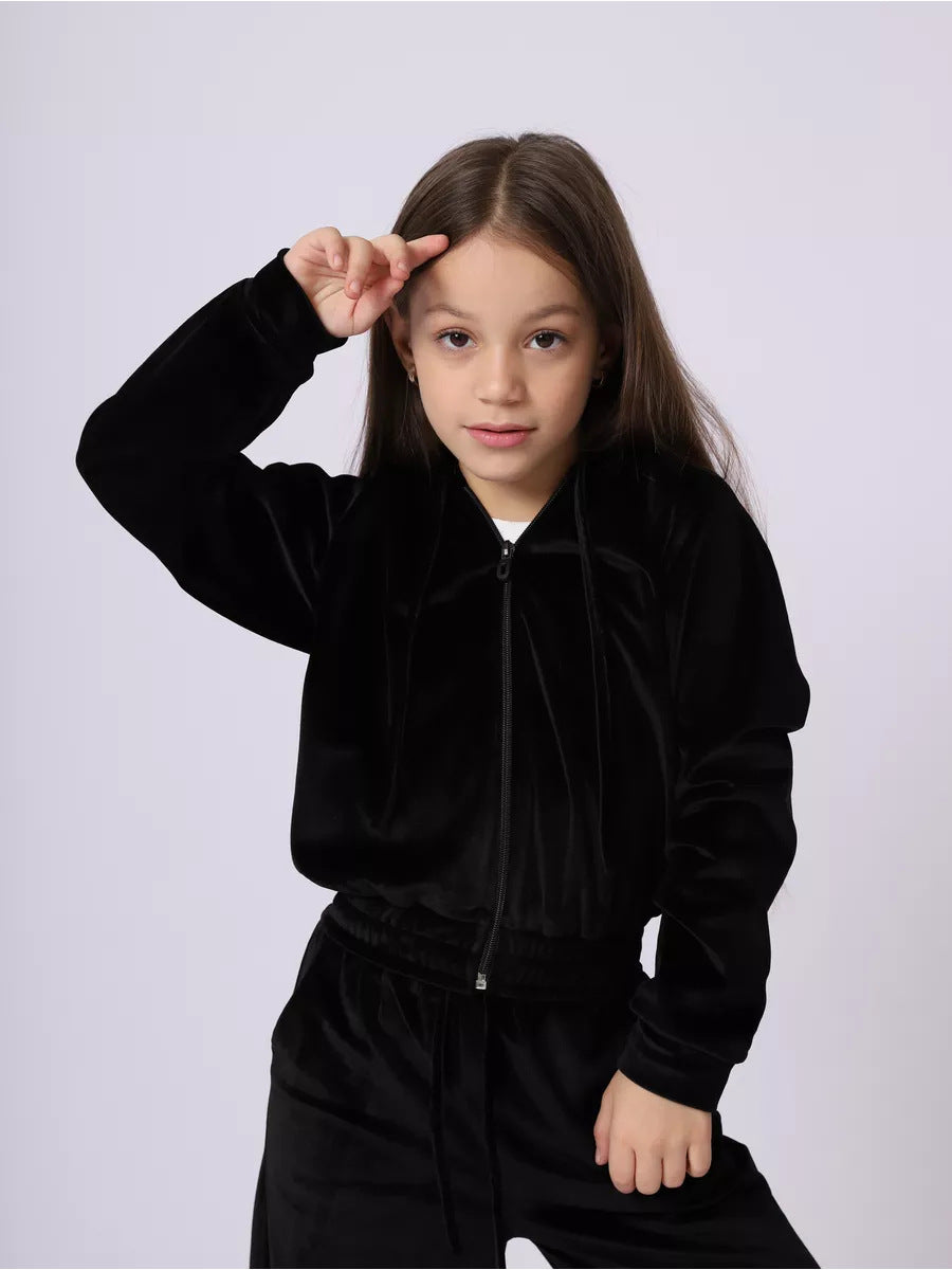 Girls' Sports Cap Velvet Casual Sweatshirt Two-piece Set