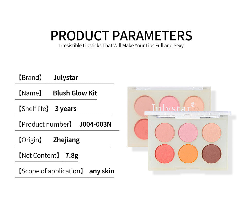 Beauty Matte Rouge Blush Repair Three-dimensional Eye Shadow Six-color Integrated